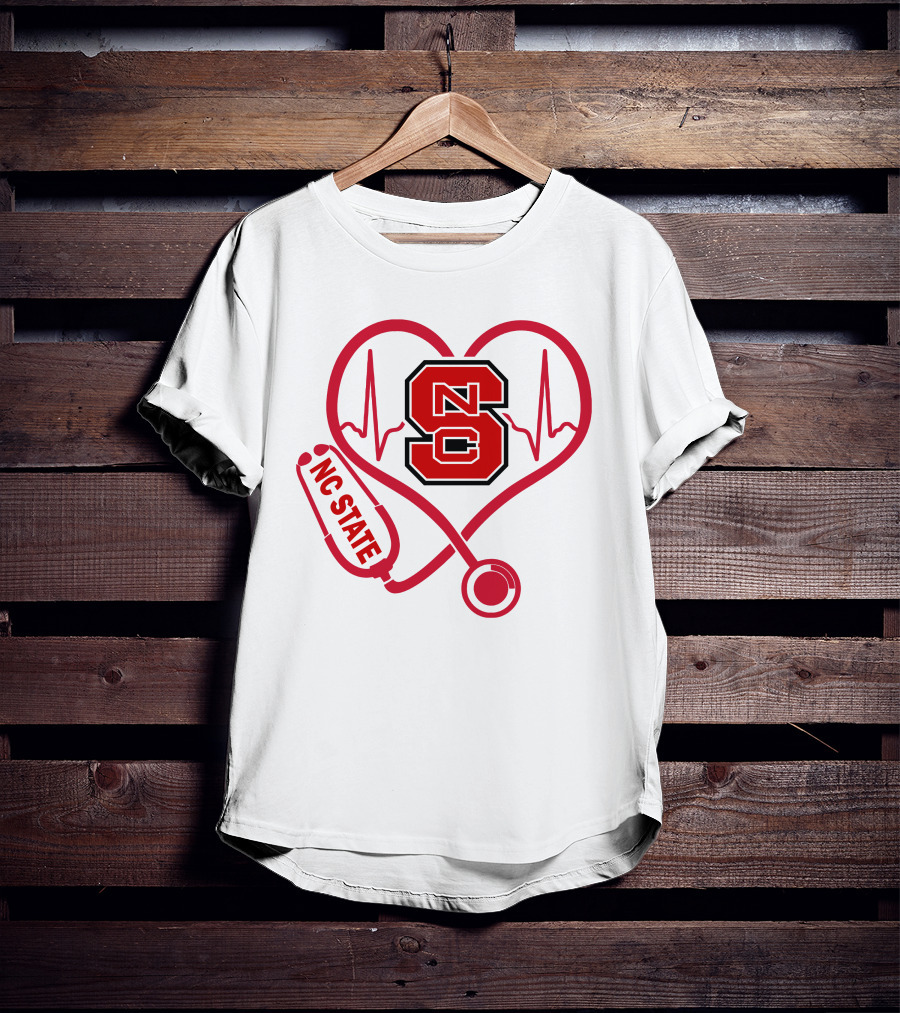 Nc State Wolfpack Heartbeat Nurse Love T-Shirt