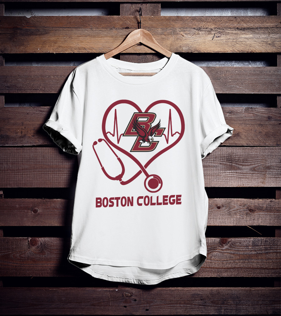 Nurse Heartbeat Love Boston College Eagles T-Shirt