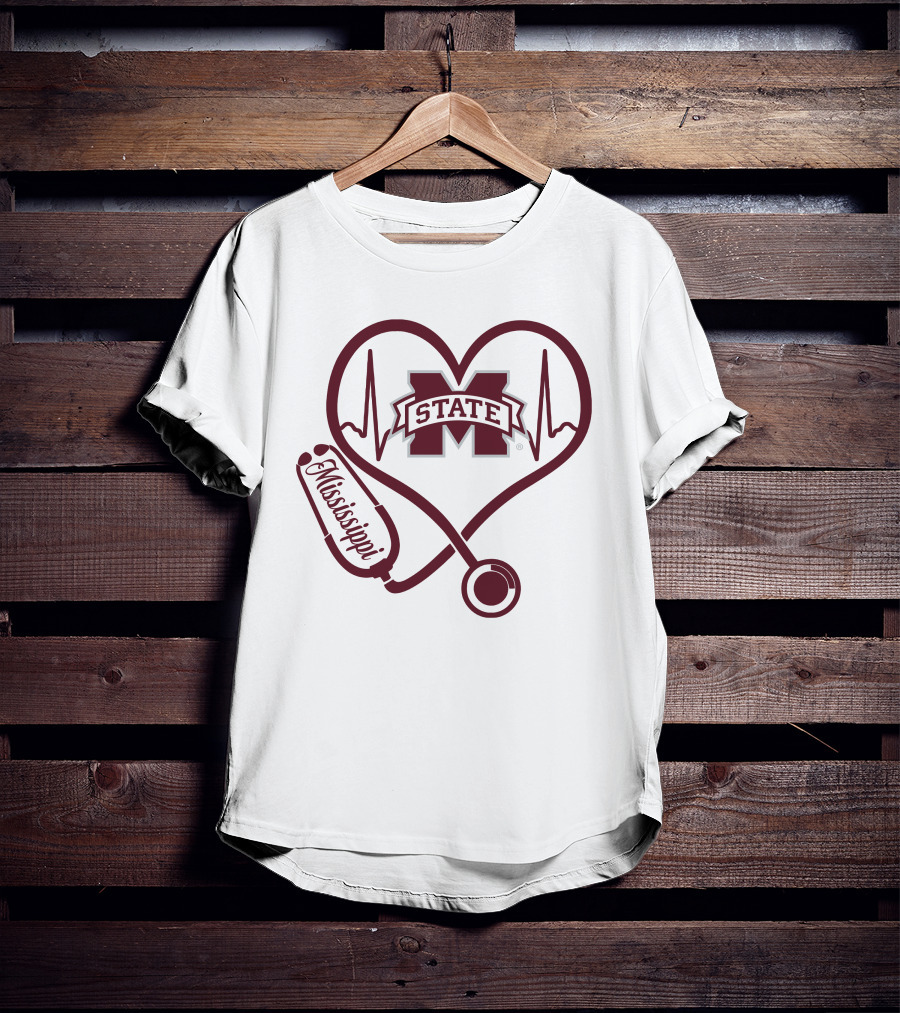 Mississippi State Bulldogs Nurse Heartbeat T-Shirt