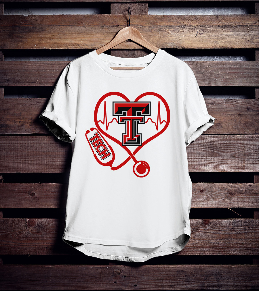 Texas Tech Nurse Heart Stethoscope Love T-Shirt