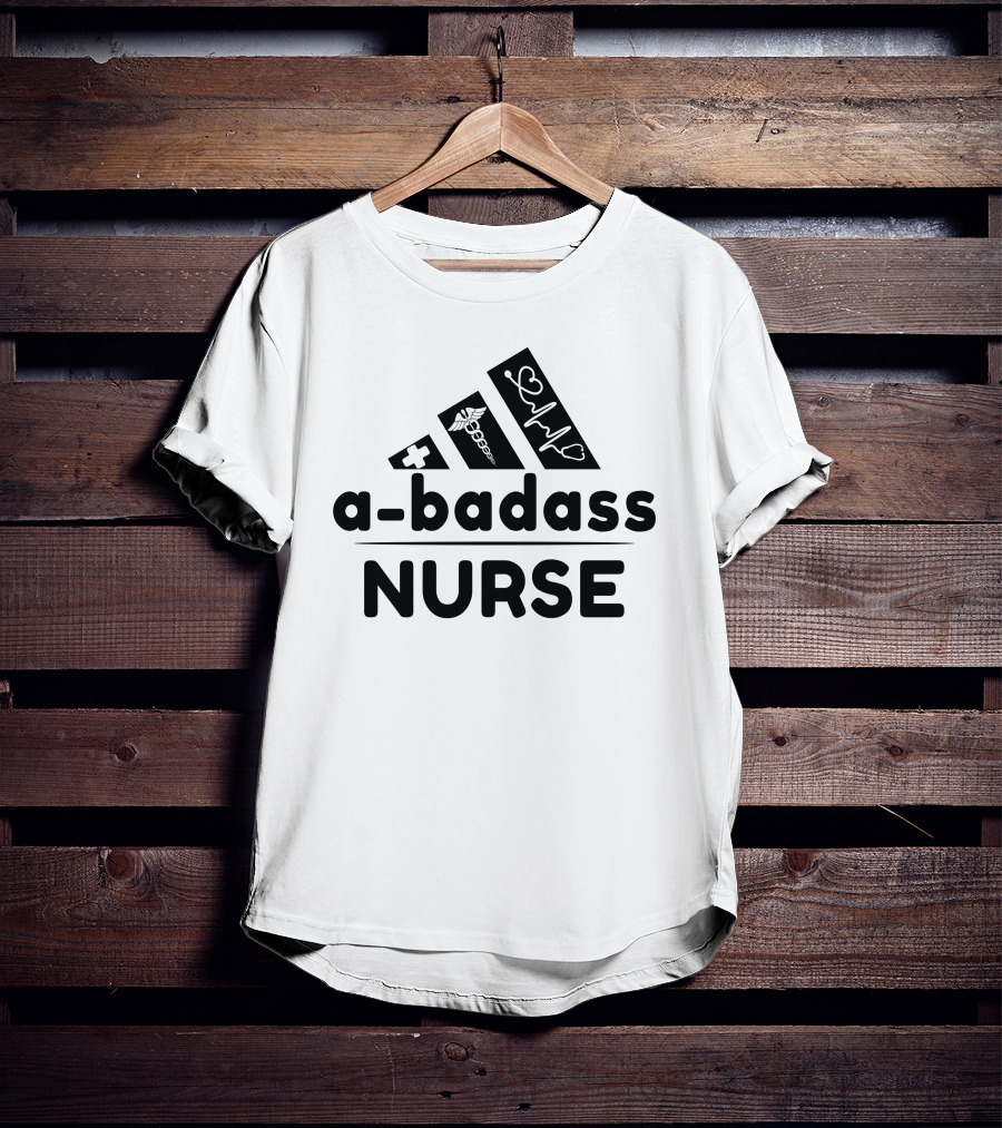 A-Badass Nurse Medical Heartbeat Symbol T-Shirt