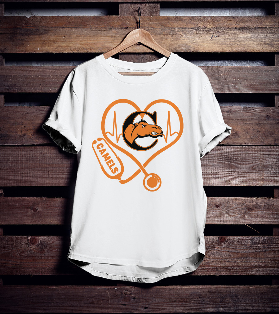 Nurse Love Camels Heartbeat Campbell Fighting Camels T-Shirt