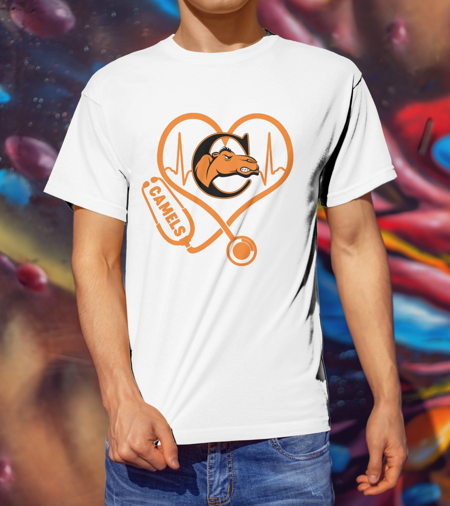 Nurse Love Camels Heartbeat Campbell Fighting Camels T-Shirt