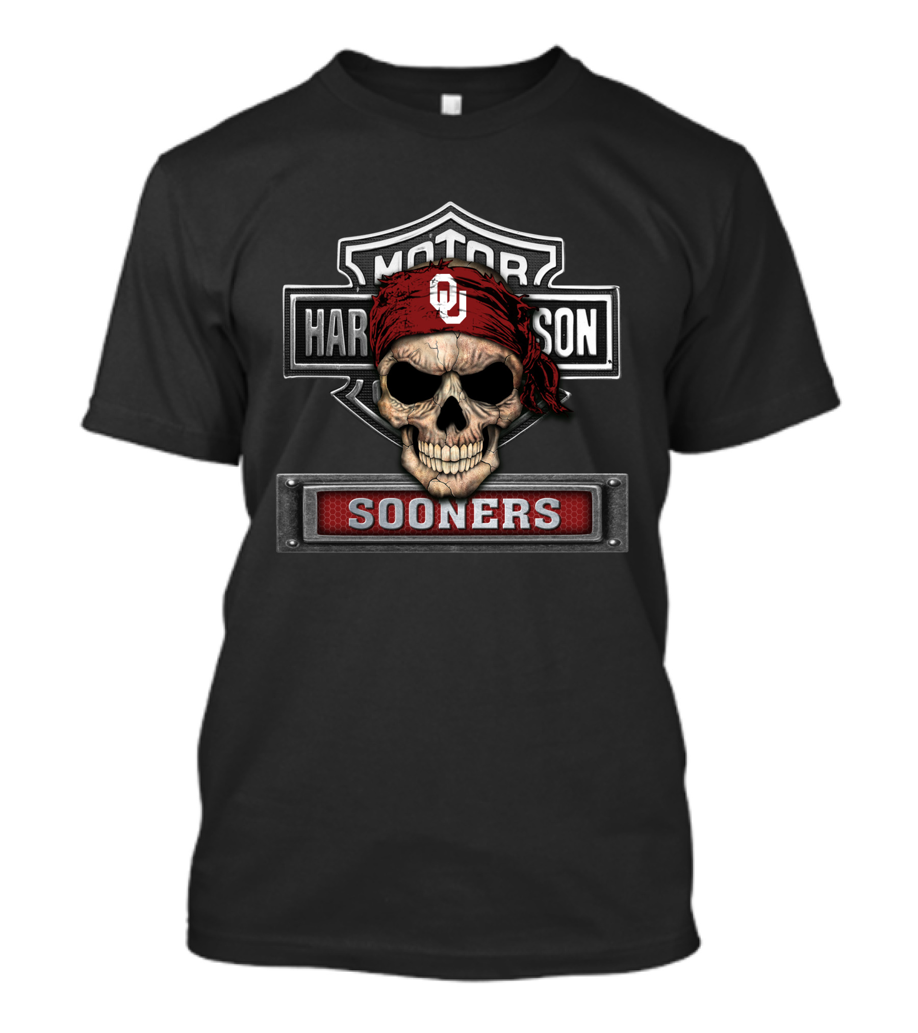 Harley Davidson Motor Sooner Oklahoma Skull Bandana T-Shirt