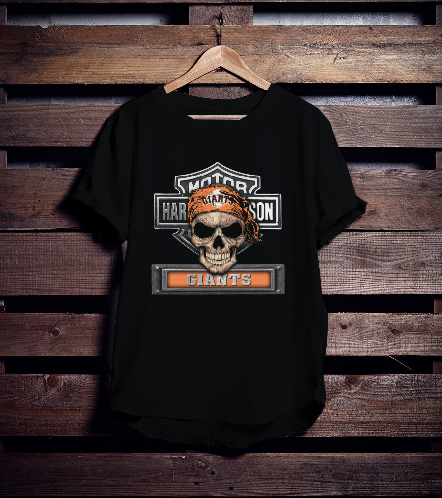 Harley Davidson Motorcycles Skull Bandana Giants Mlb San Francisco T-Shirt