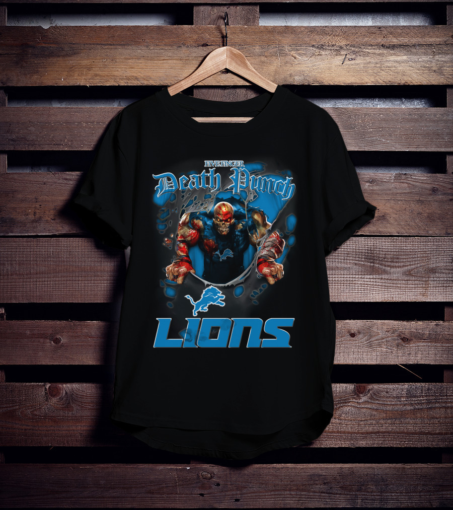 Five Finger Death Punch Detroit Lions Harley Davidson Biker Nfl T-Shirt