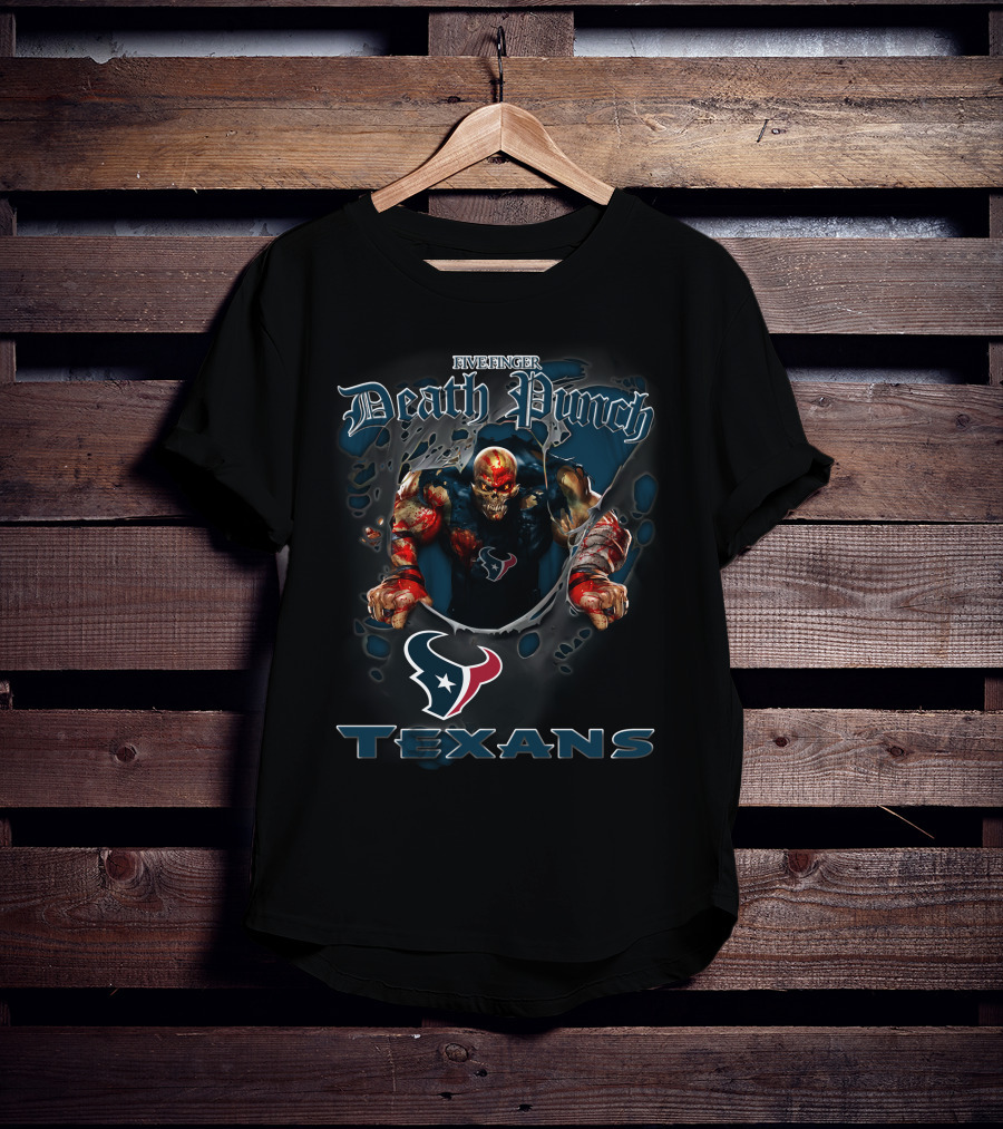 Five Finger Death Punch Harley Davidson Motorcycle Biker Nfl Houston Texans T-Shirt