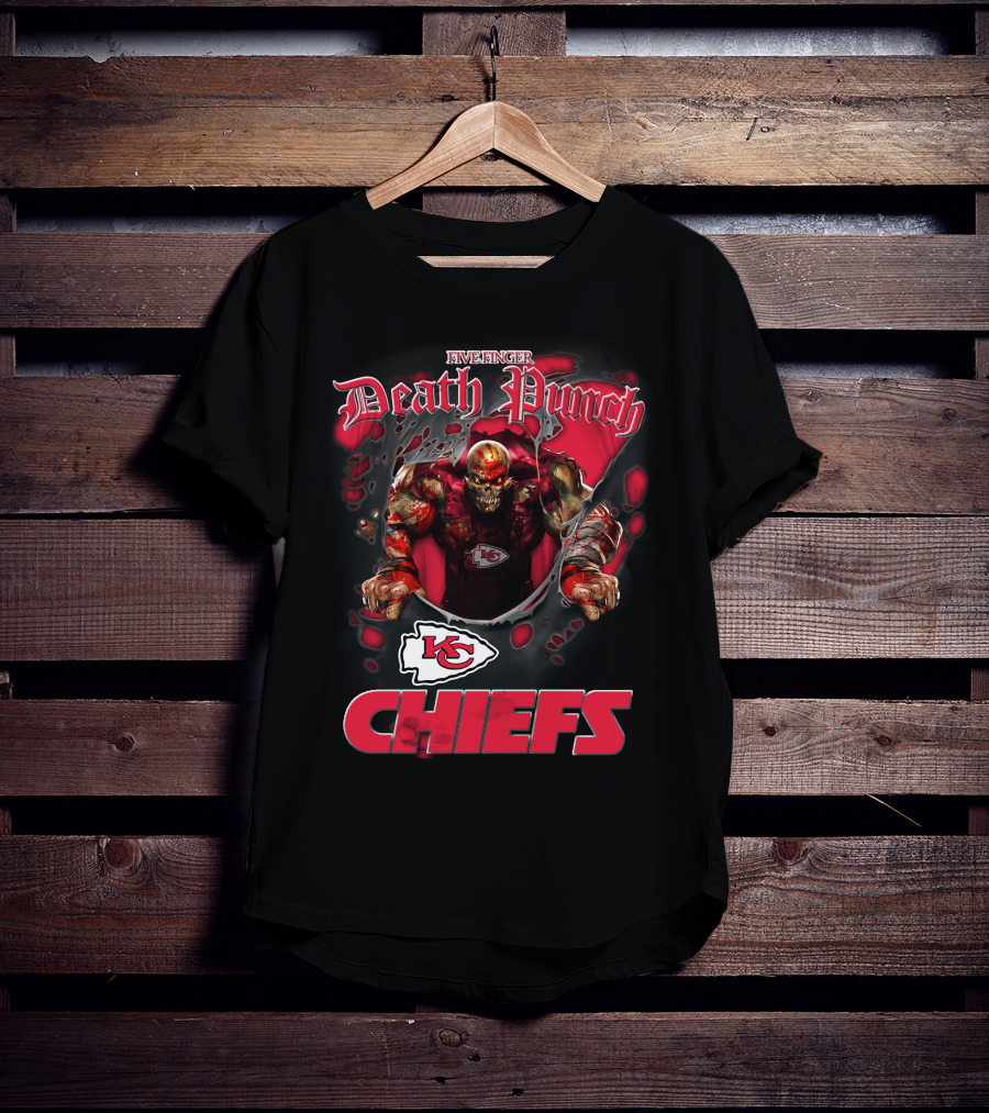 Harley Davidson Motorcycle Biker Five Finger Death Punch Nfl Kansas City Chiefs T-Shirt