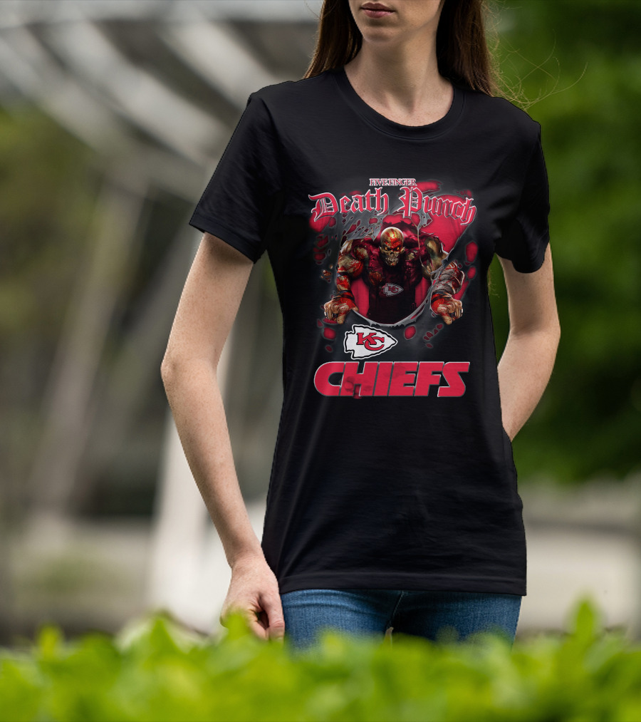 Harley Davidson Motorcycle Biker Five Finger Death Punch Nfl Kansas City Chiefs T-Shirt