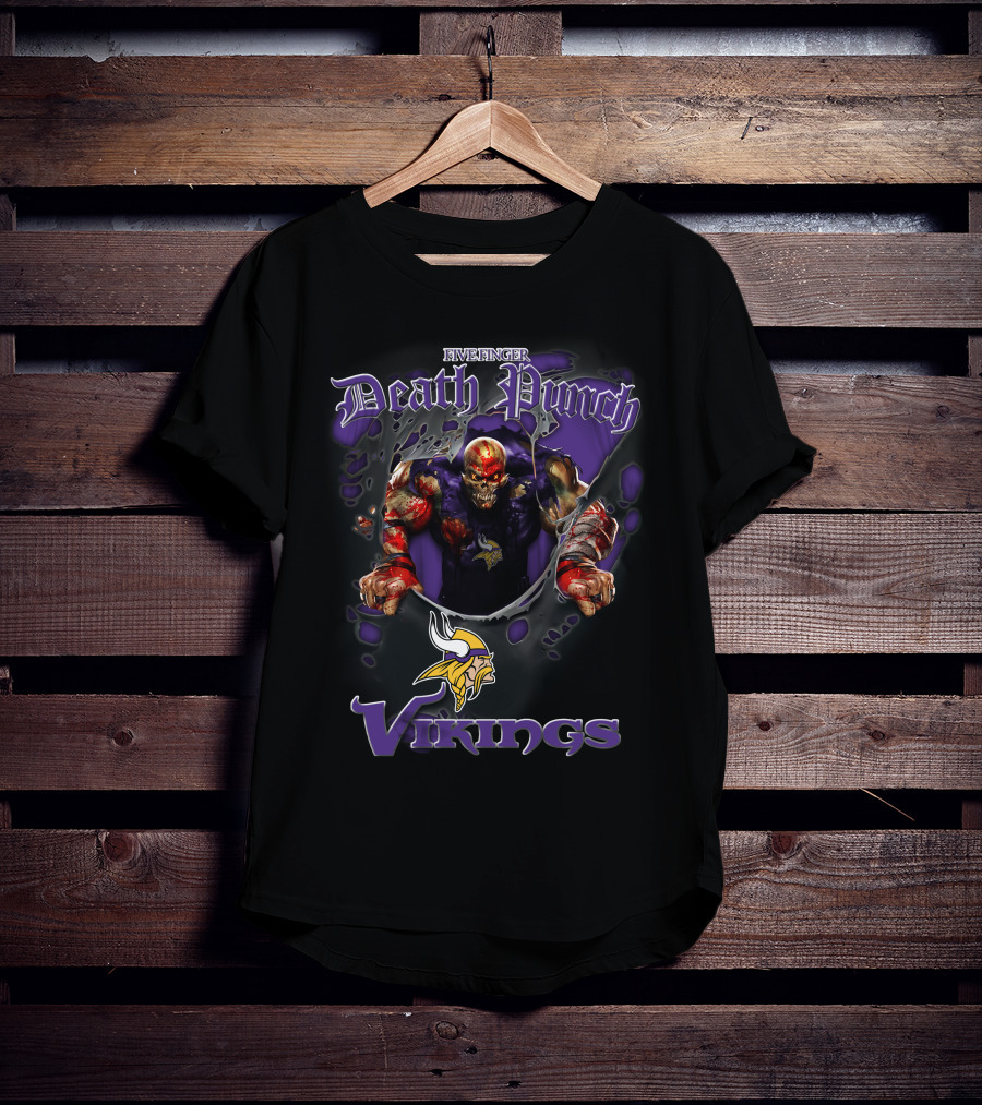 Harley Davidson Motorcycle Biker Five Finger Death Punch Nfl Minnesota Vikings T-Shirt