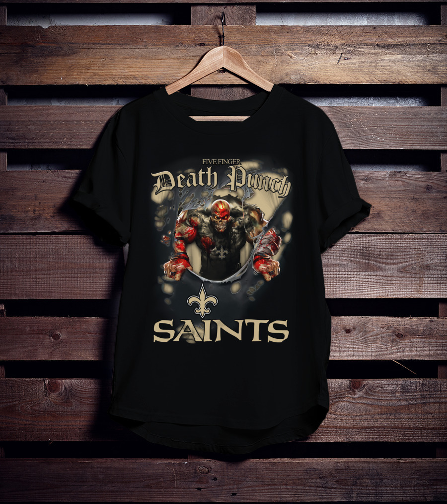 Harley Davidson Motorcycle Biker Five Finger Death Punch Nfl New Orleans Saints T-Shirt