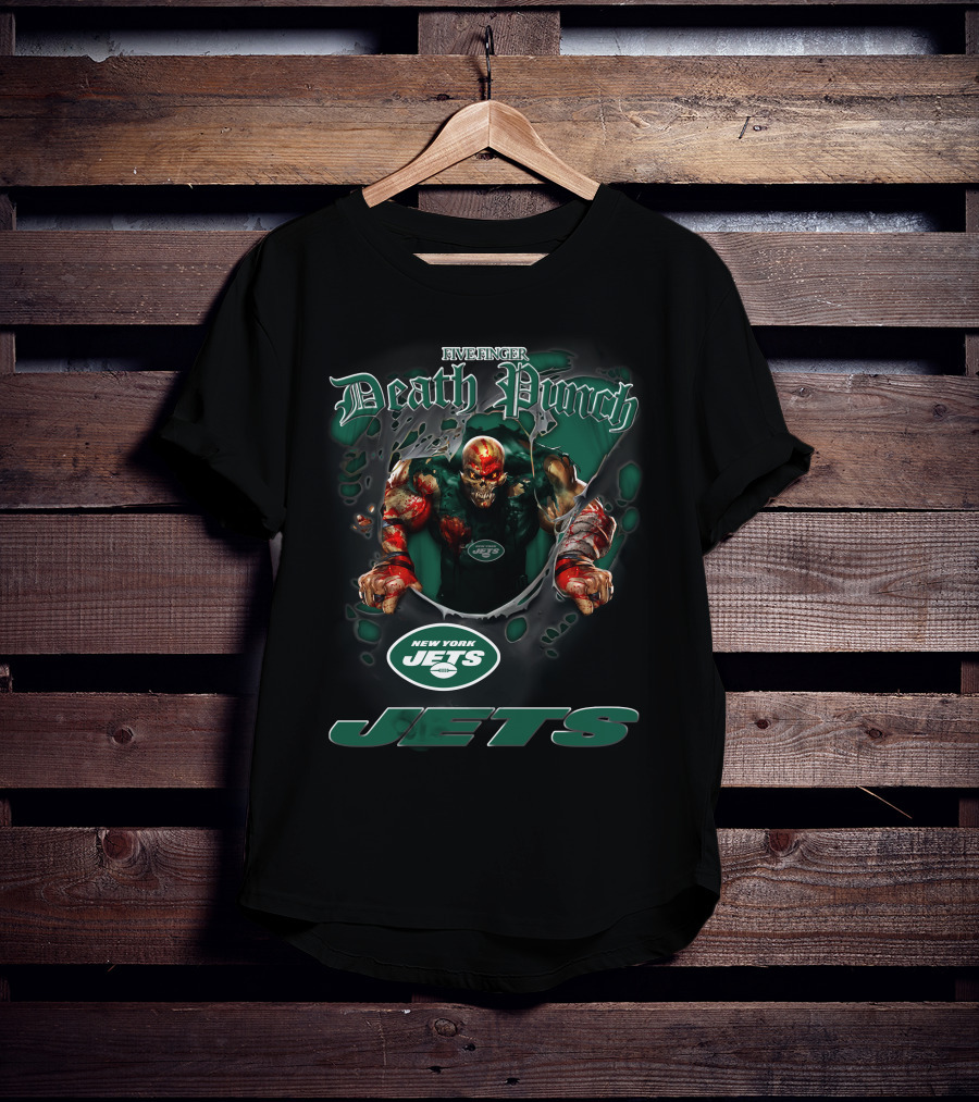 Five Finger Death Punch New York Jets Harley Davidson Motorcycle Biker Nfl T-Shirt
