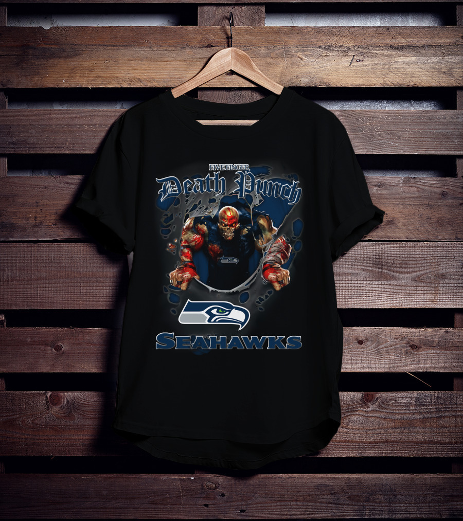 Five Finger Death Punch Seattle Seahawks Nfl Harley Davidson Motorcycle Biker T-Shirt