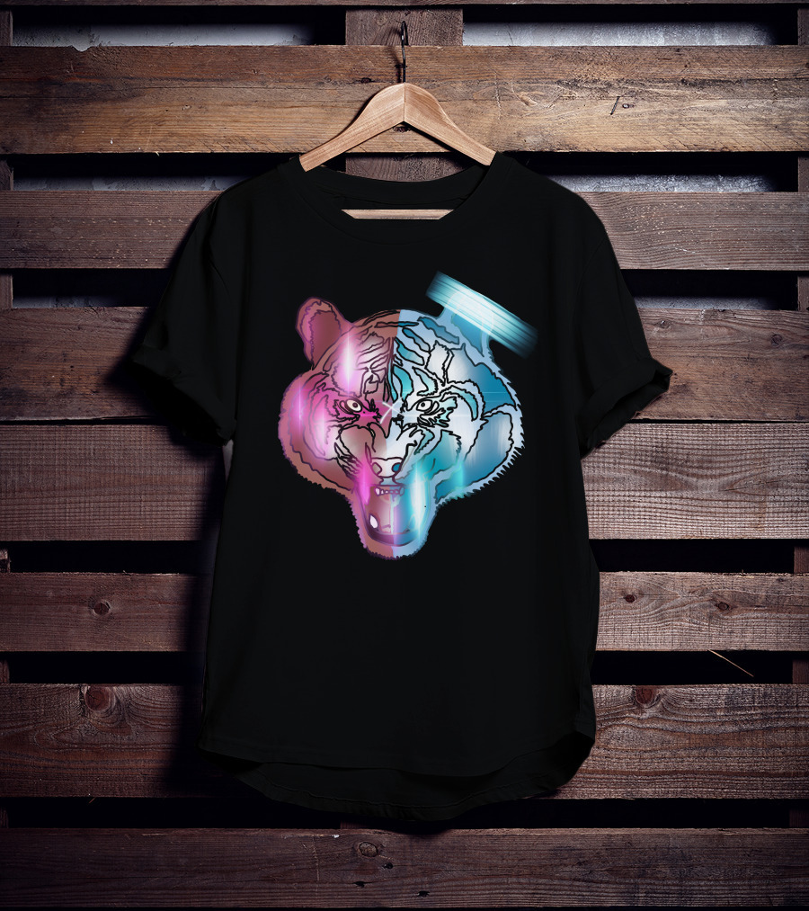 Big Cat Neon Dual-Tone Tiger Face T-Shirt