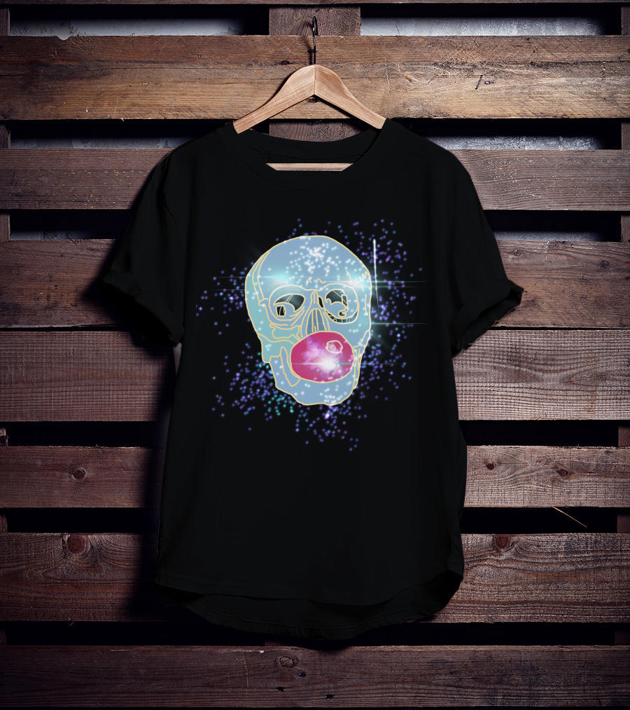 Glowing Skull Bubblegum Sparkle Aesthetic T-Shirt