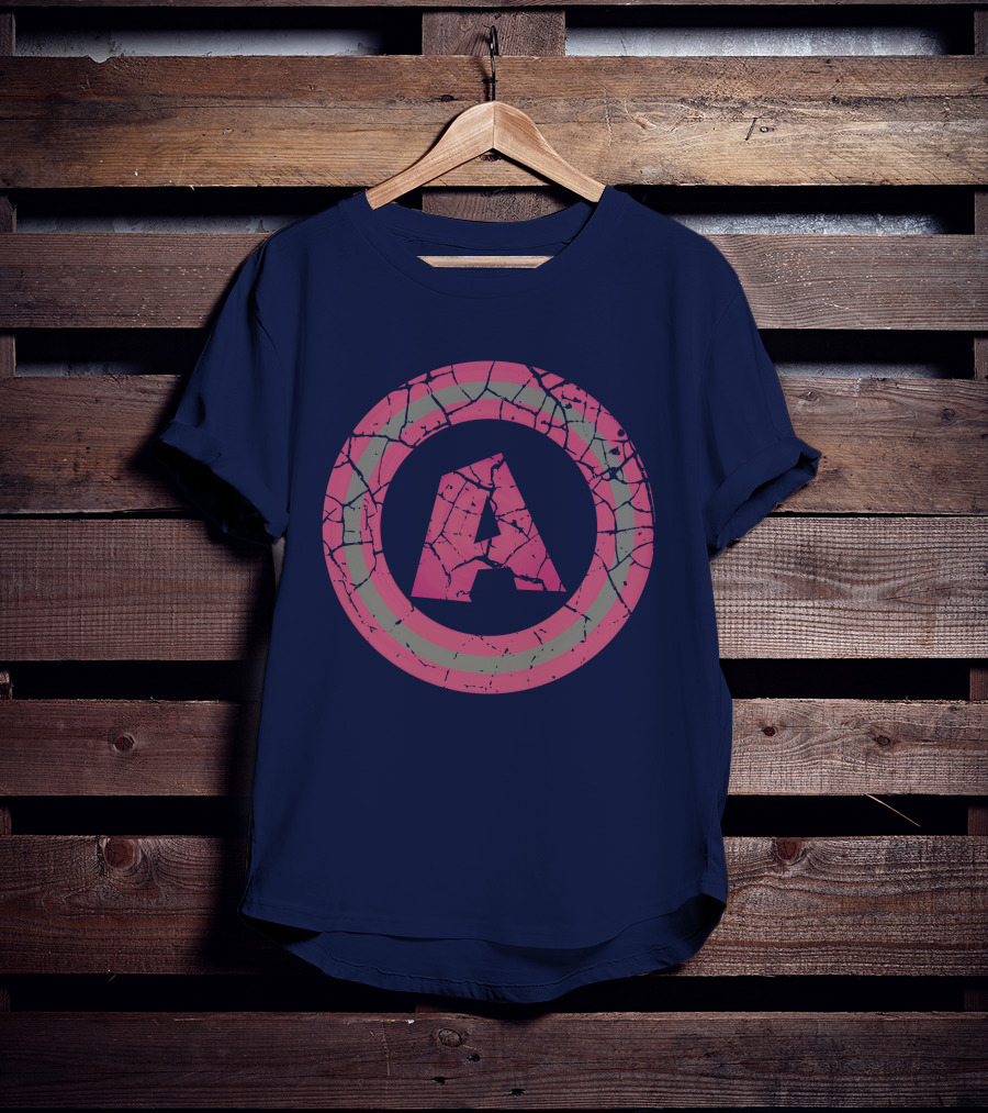 Cracked Pink And Grey Letter A With Circle T-Shirt