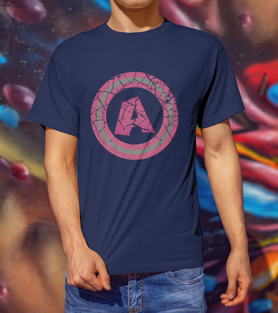 Cracked Pink And Grey Letter A With Circle T-Shirt