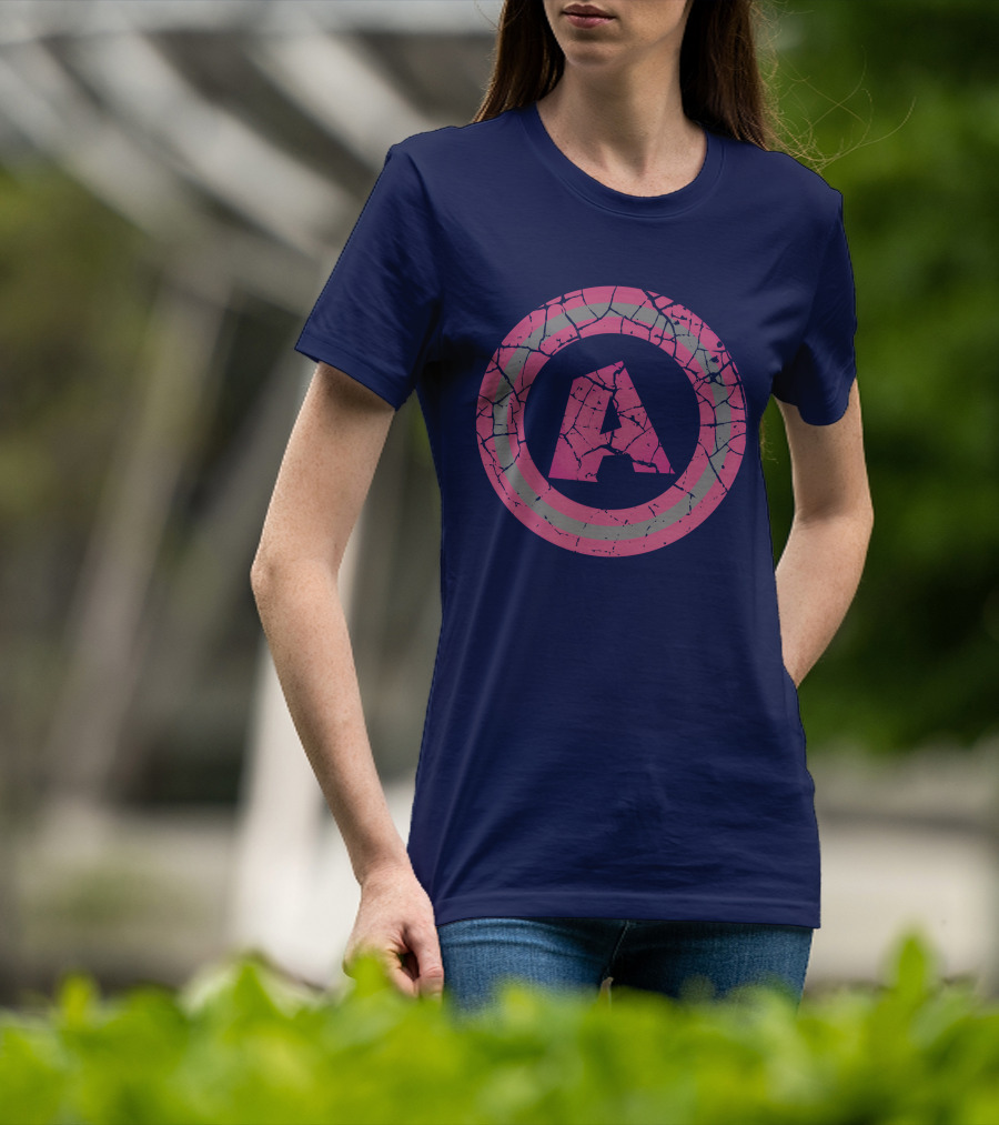 Cracked Pink And Grey Letter A With Circle T-Shirt