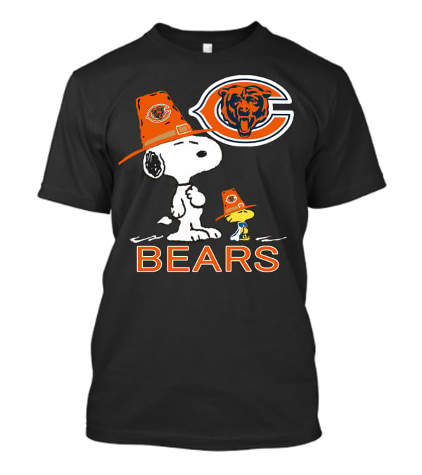 Chicago Bears Snoopy And Woodstock Thanksgiving Football T-Shirt
