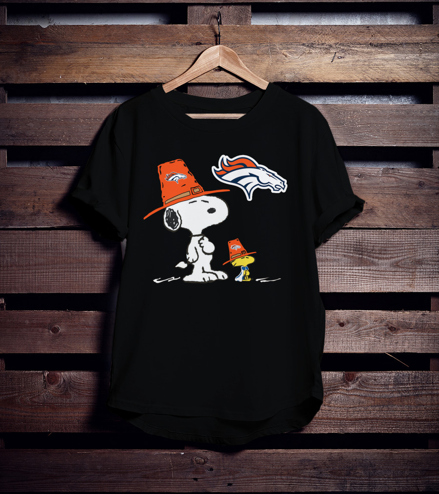 Broncos Snoopy Woodstock Orange Hat Nfl Peanuts T-Shirt