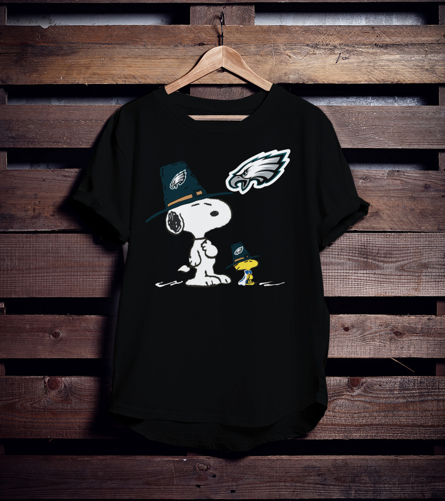 Eagles Snoopy Pilgrim Hat Thanksgiving Peanuts Woodstock Nfl Football T-Shirt