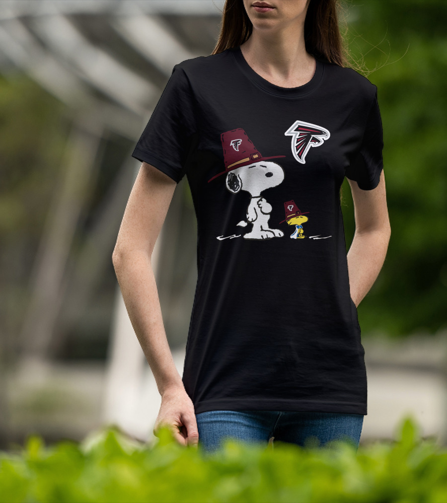 Atlanta Falcons Snoopy Thanksgiving Pilgrim Hats T-Shirt