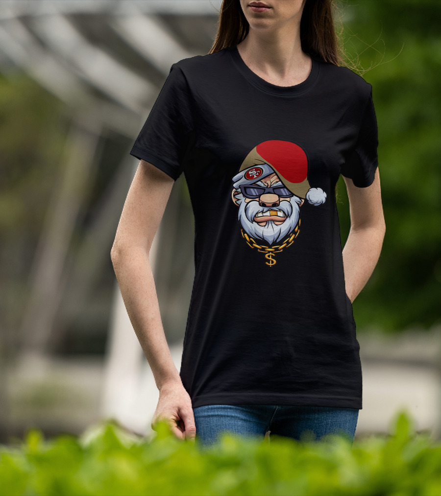 49ers Santa Gangster Chains And Shades T-Shirt