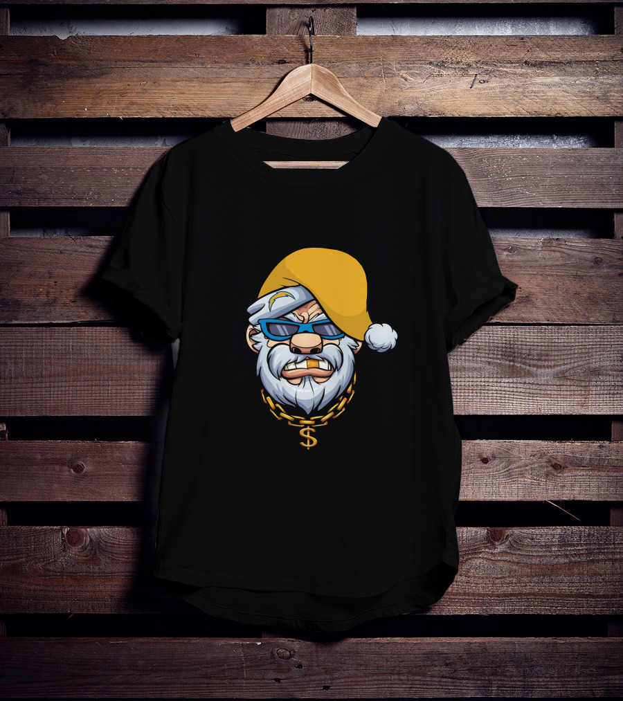 Gangster Santa Chargers Style Christmas Look With Money Chain T-Shirt