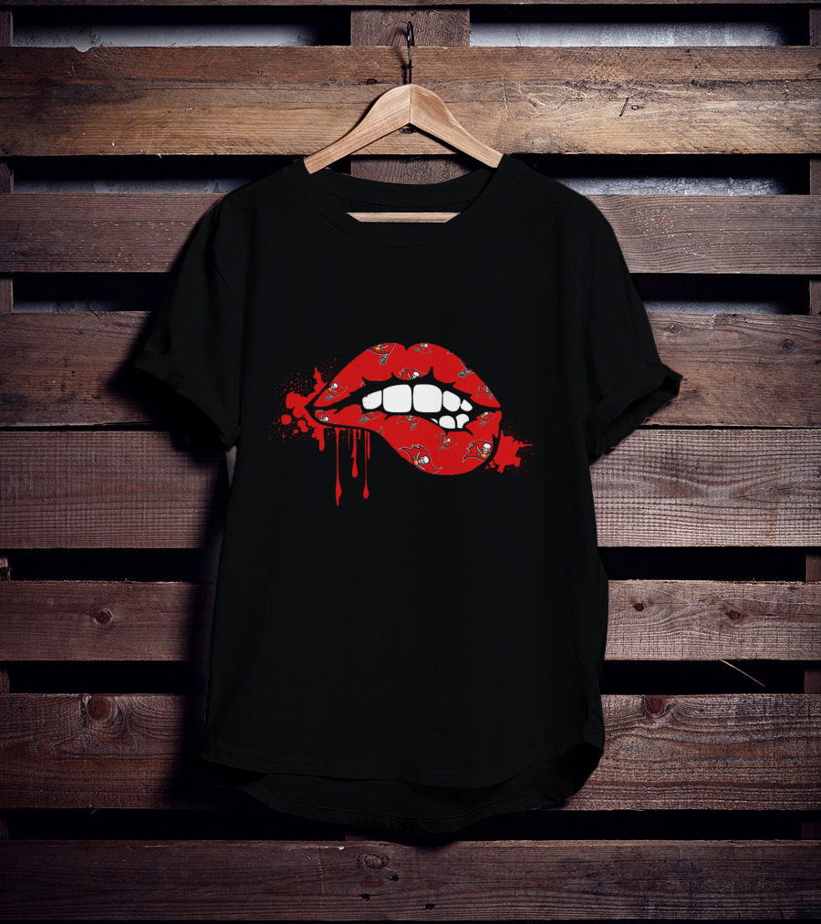 Dripping Lips Buccaneers Logo Red Splatter T-Shirt