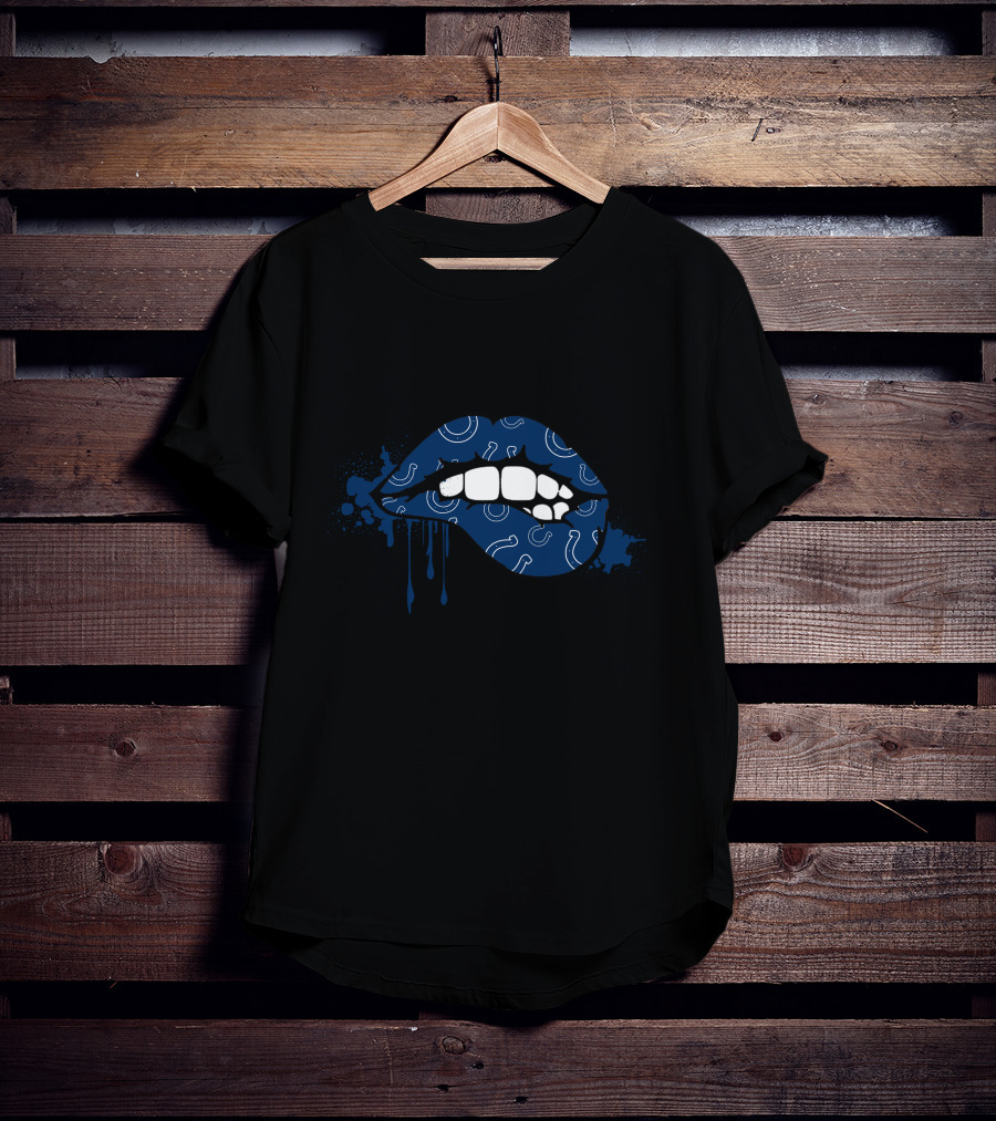 Dripping Blue Lips With Horseshoe Colts T-Shirt