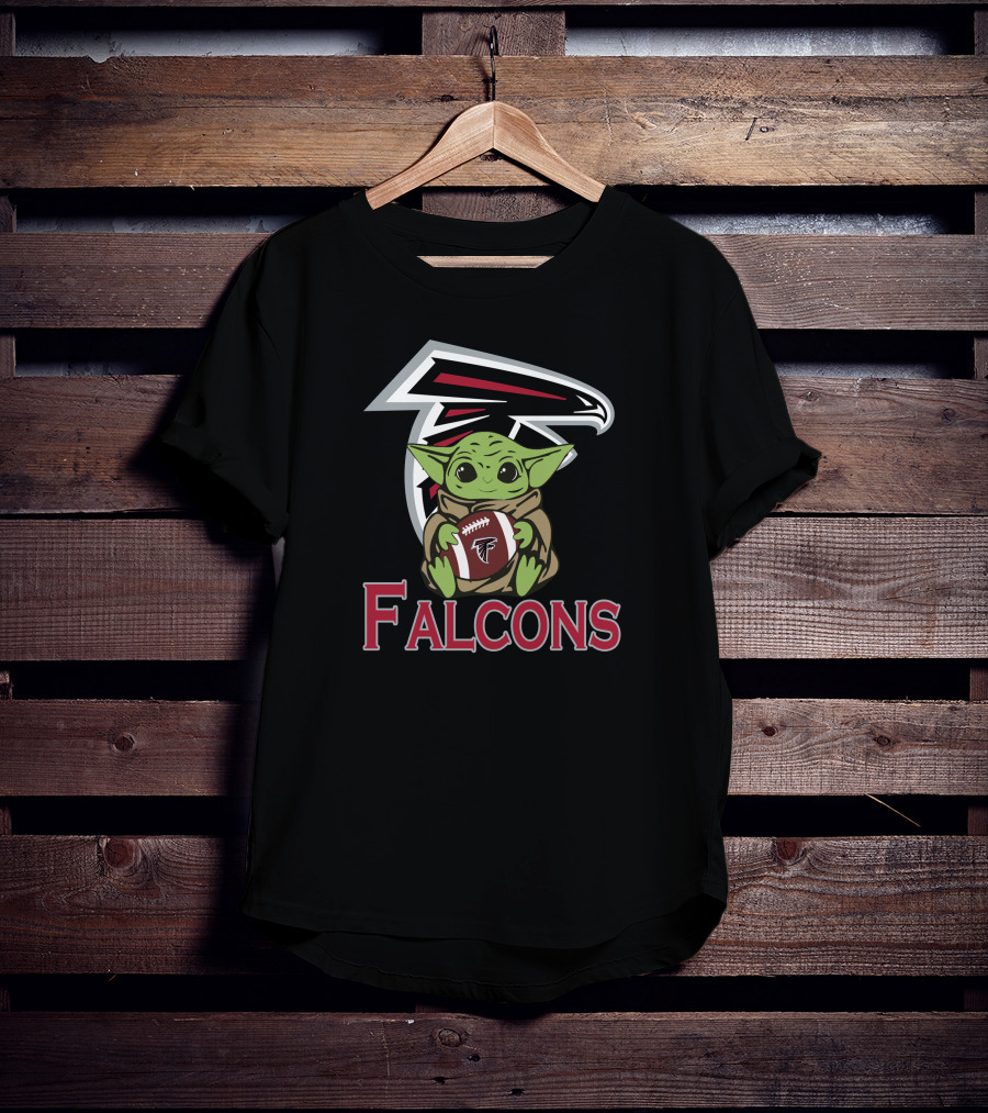 Falcons Baby Yoda Star Wars Football T-Shirt