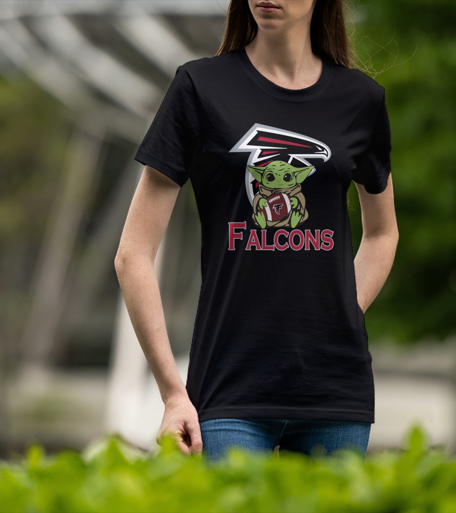Falcons Baby Yoda Star Wars Football T-Shirt