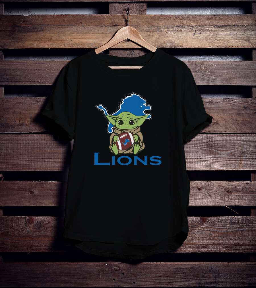 Lions Baby Yoda Football Star Wars Fan T-Shirt