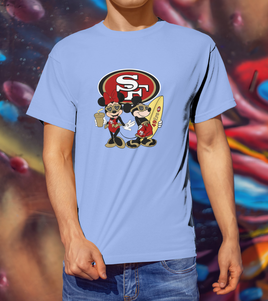 49ers Mickey Minnie Surfing Vacation Sf T-Shirt