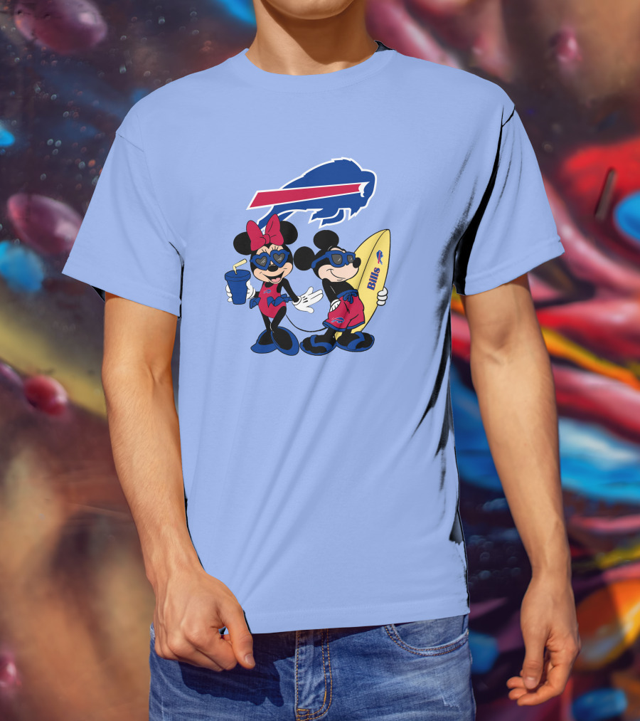 Bills Mickey Minnie Happy Vacation Disney Surf Fun T-Shirt