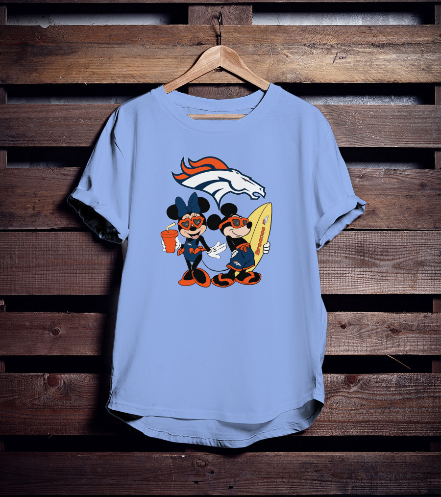 Broncos Mickey Minnie Vacation Surfing Adventure T-Shirt