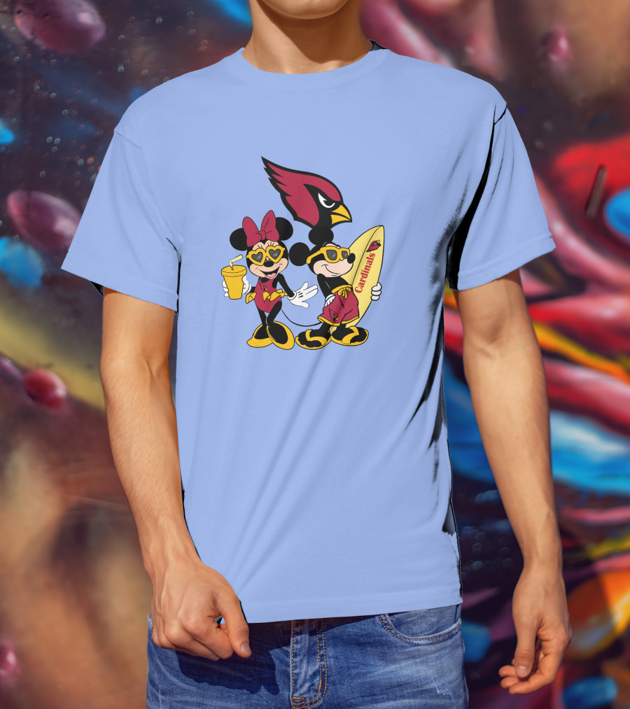 Cardinals Mickey Happy Vacation Surfboarding Fun T-Shirt