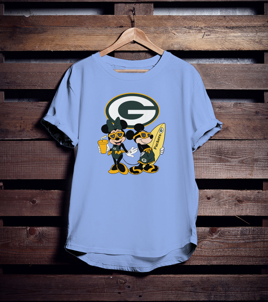 Packers Mickey Minnie Surfing Vacation Fun T-Shirt