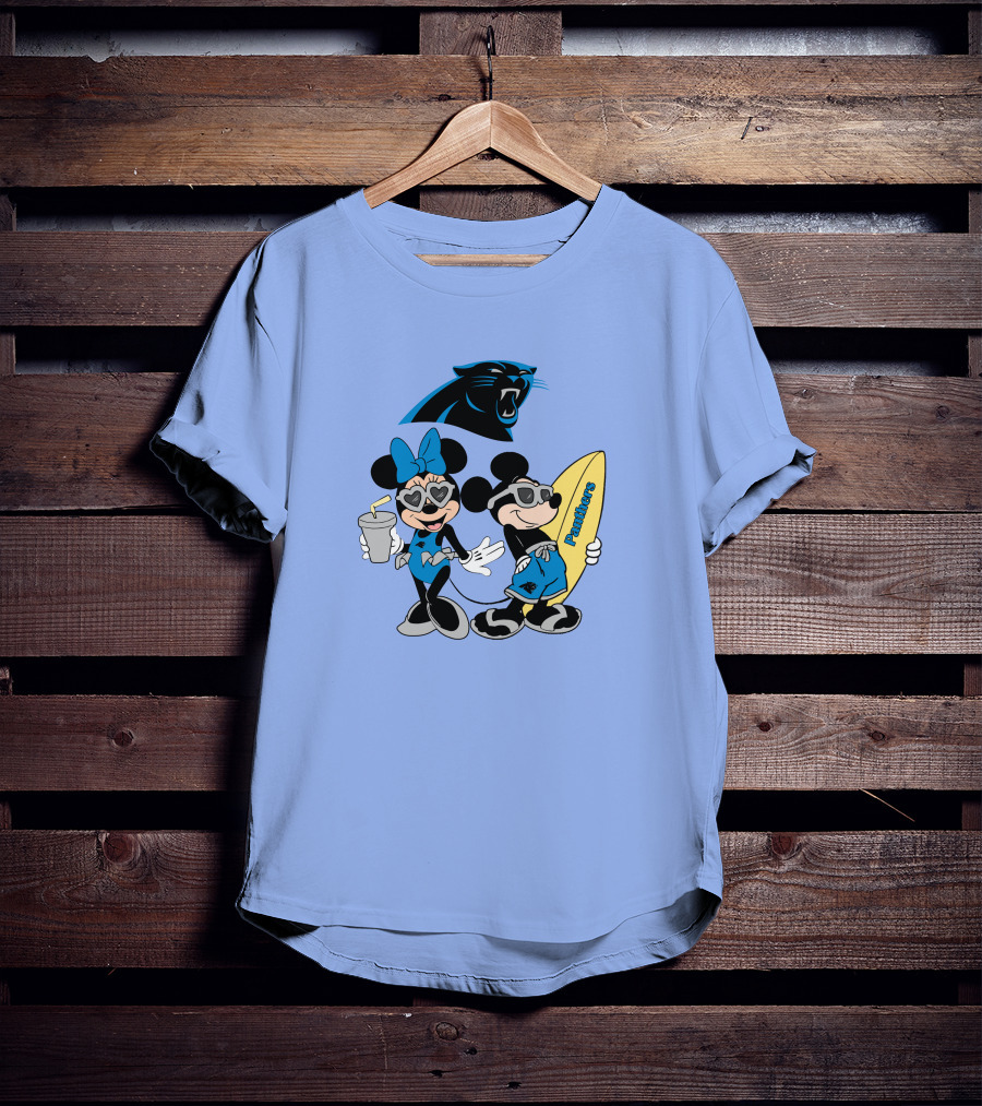 Mickey And Minnie Panthers Surfing Vacation T-Shirt