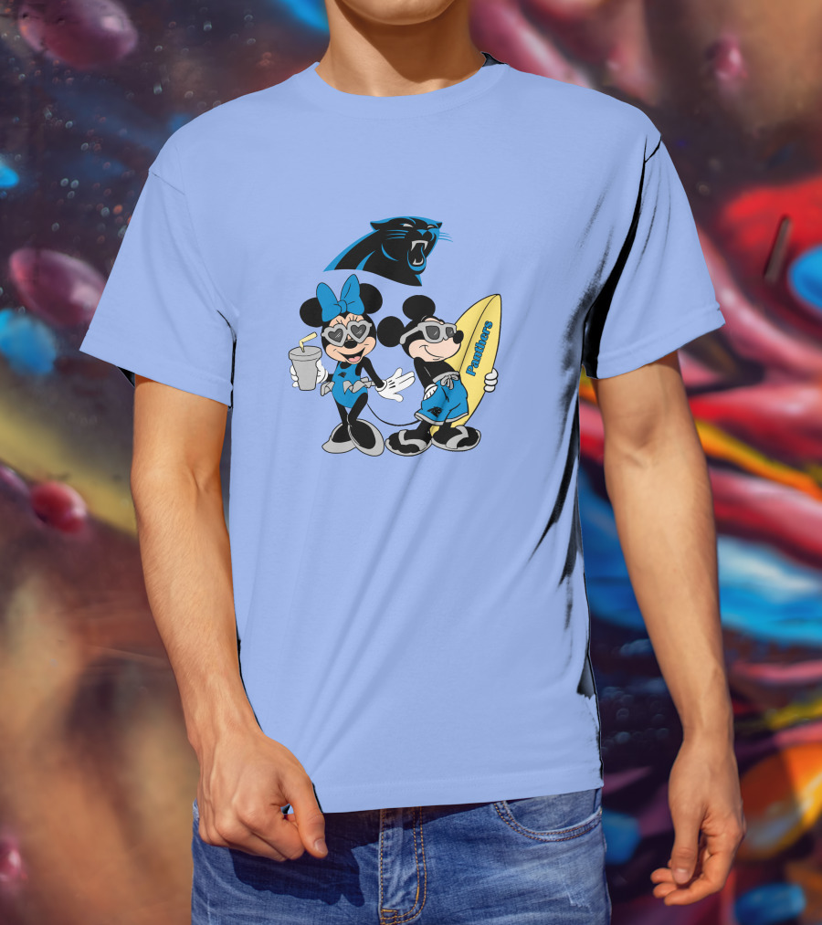 Mickey And Minnie Panthers Surfing Vacation T-Shirt
