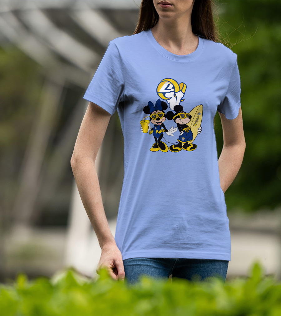 Rams Mickey Happy Vacation Football Surf Adventure T-Shirt