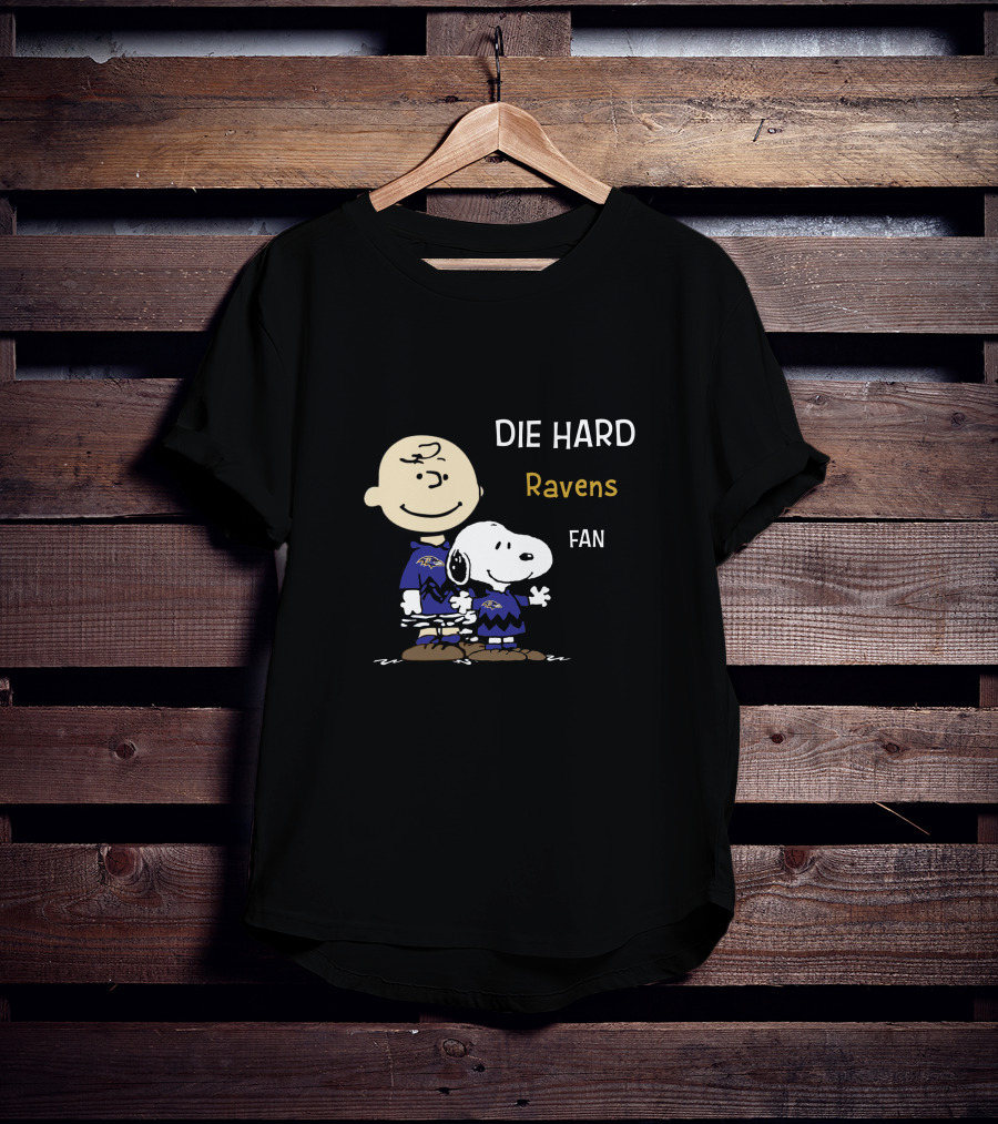 DIE HARD Baltimore Ravens Fan Snoopy Charlie Brown T-Shirt