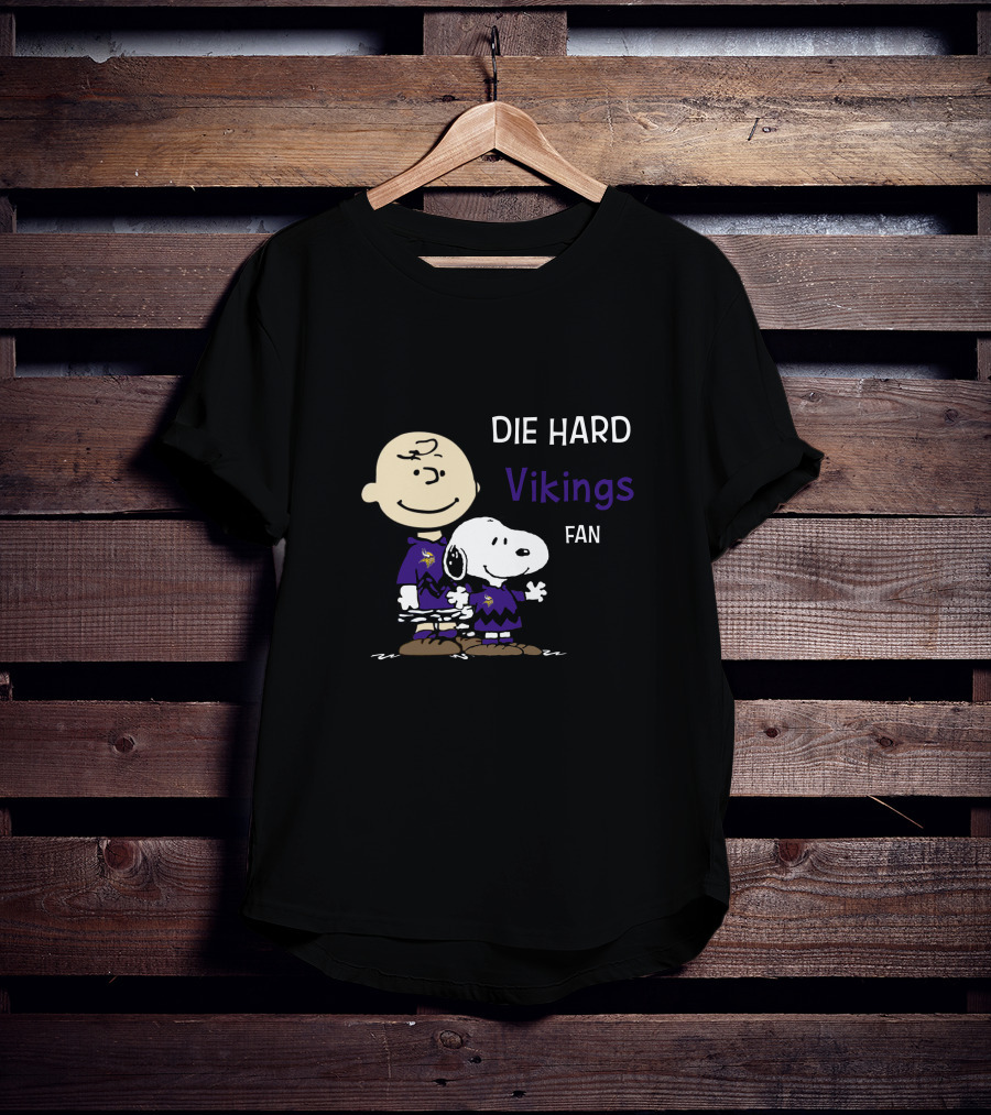 Die Hard Vikings Fan Snoopy And Charlie Brown T-Shirt