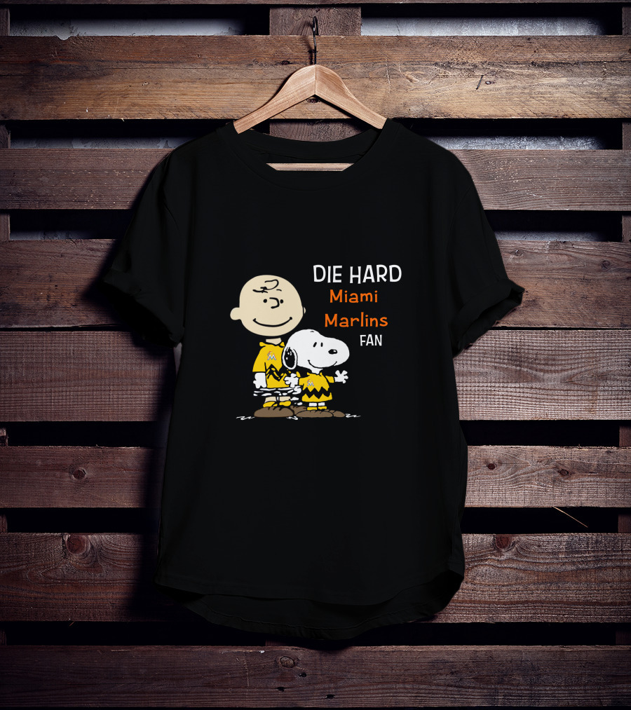 Die Hard Miami Marlins Fan Snoopy And Charlie Brown T-Shirt