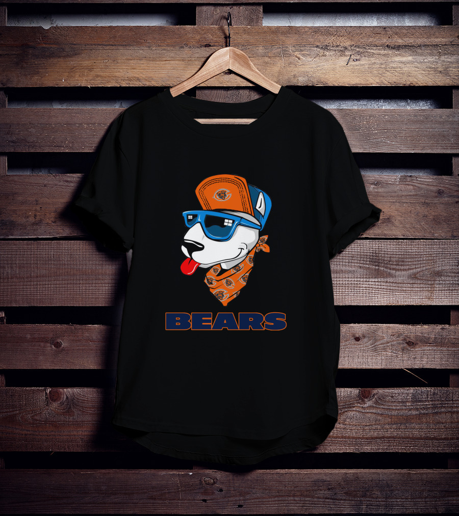 Bears Bull Terrier Cool Dog With Bandana And Cap T-Shirt