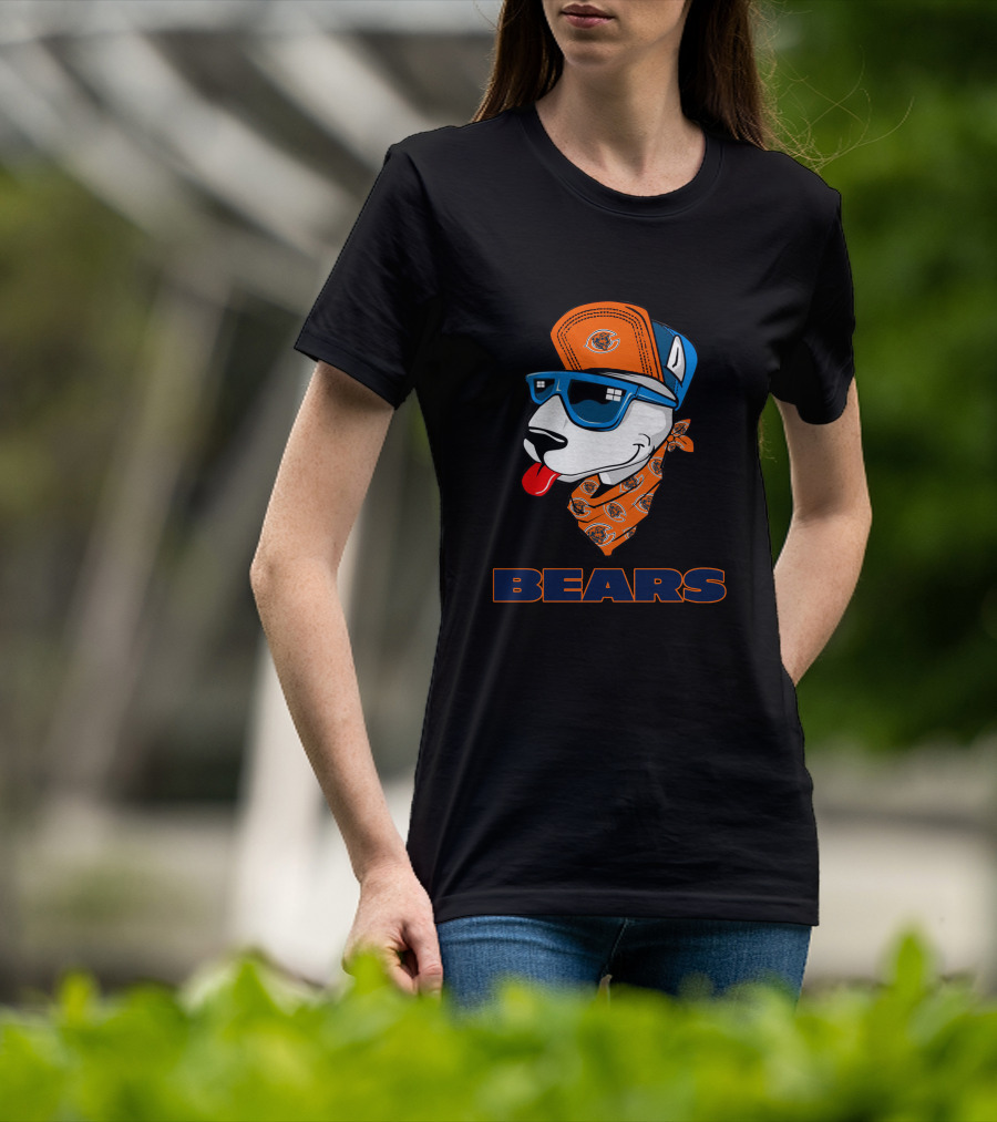 Bears Bull Terrier Cool Dog With Bandana And Cap T-Shirt