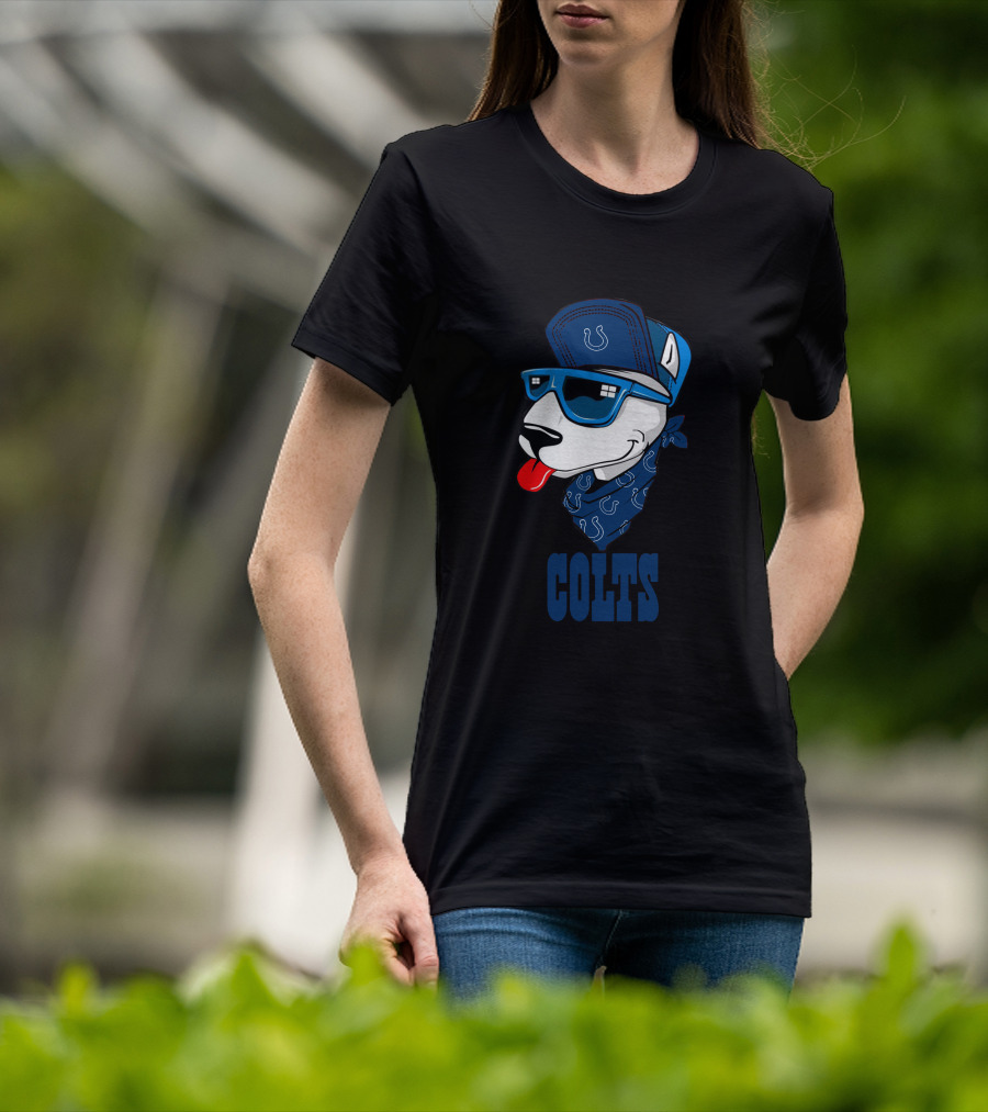 Colts Bull Terrier Wearing Sunglasses And Bandana With Horseshoe T-Shirt