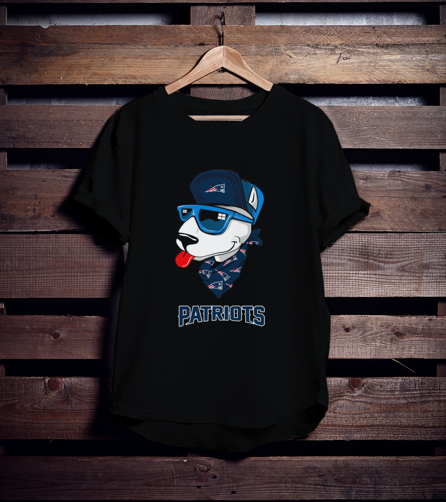 Patriots Bull Terrier Wearing Sunglasses And Cap With Bandana T-Shirt