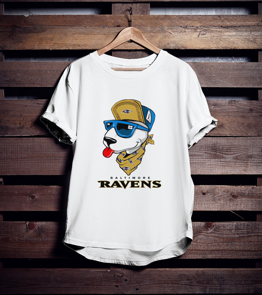 Baltimore Ravens Bull Terrier Bandana Mascot T-Shirt