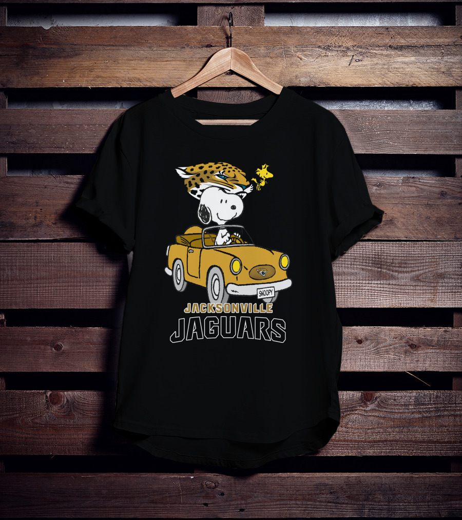 Jacksonville Jaguars Snoopy Driving Car With Woodstock T-Shirt